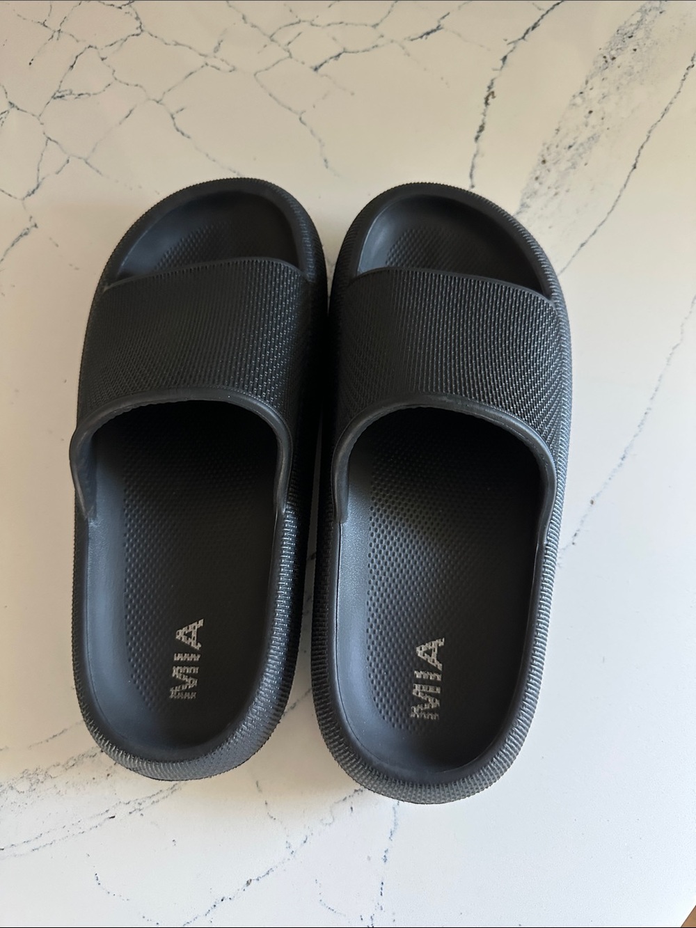 Like New - MIA Black Textured Platform Slide Sandals - Picture 3 of 6